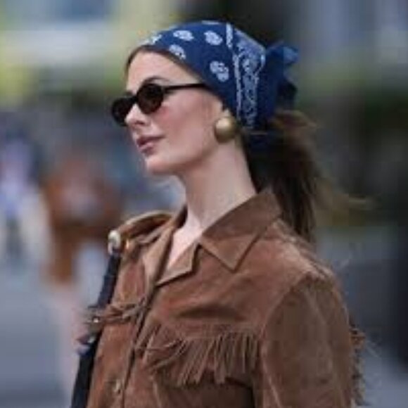 K15 Blue Kerchief, head cover,  so versatile Set of 2 Bandanas 21" x 21" - Picture 6 of 11